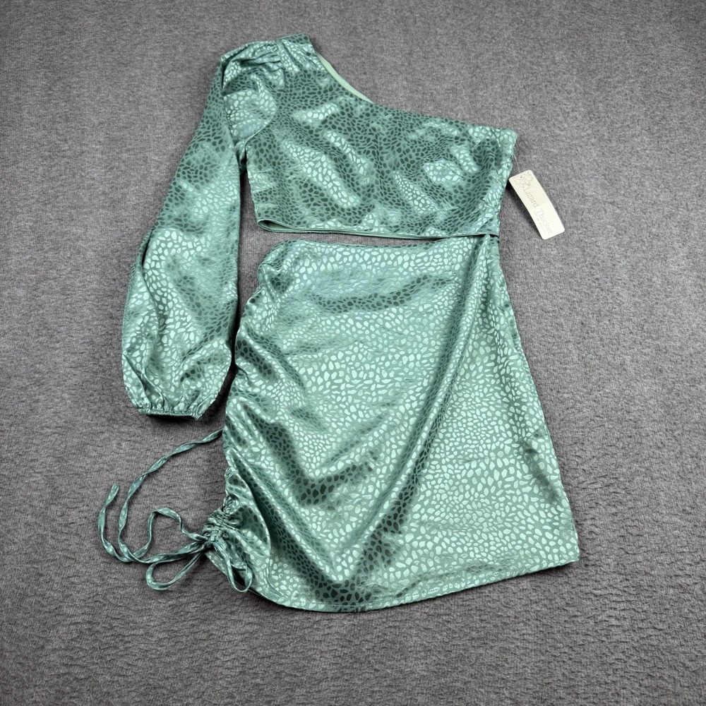 Lizard Thicket X Tribe‎ Sage Green Satin Women's S One Shoulder Skirt 5094-15